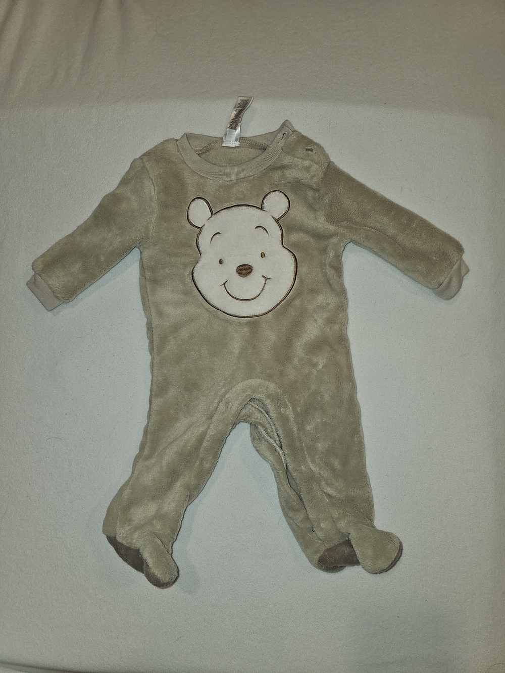 Plush Beige Winnie The Pooh Footed One-Piece for Baby